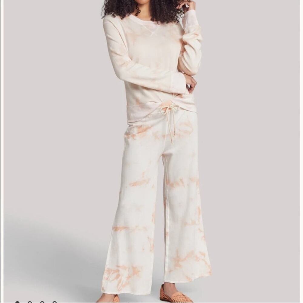 Faherty Boho Coastal Tie Dye Wide-Leg Lounge Pants Small Relaxed Modal Hygge